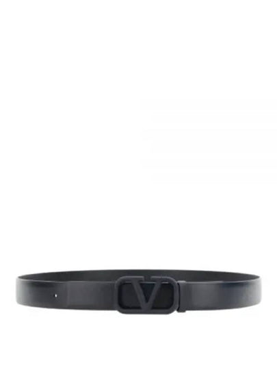 V Logo Signature Leather Belt Black - VALENTINO - BALAAN 2