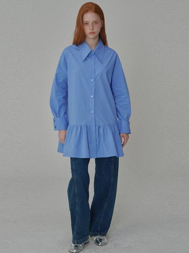 Cotton shirring mini shirt dress Blue - OPENING SUNSHINE - BALAAN 1