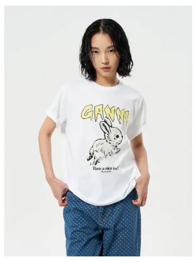 Basic Jersey Bunny Relax Fit T Shirt Bright White Domestic Product GM0024042386176 - GANNI - BALAAN 1