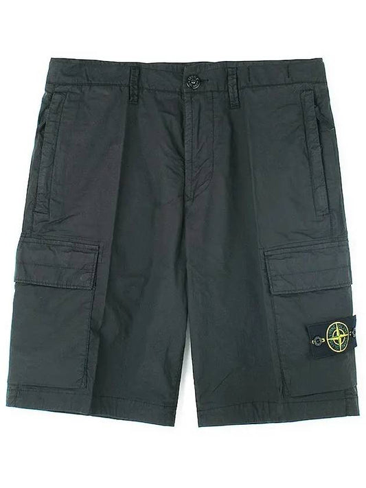 Men's Logo Patch Cargo Shorts Charcoal - STONE ISLAND - BALAAN.