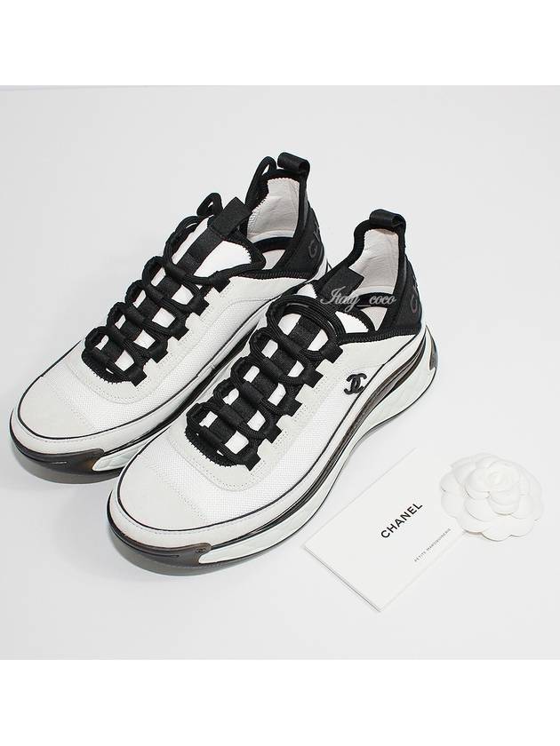 mixed fiber white CC logo low top sneakers black dark gray - CHANEL - BALAAN.