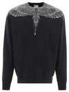 Icon Wing Print Crew Neck Sweatshirt Black White - MARCELO BURLON - BALAAN 2