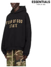 Fear of God Essential Logo Print Fleece Hooded Sweatshirt Black - FEAR OF GOD ESSENTIALS - BALAAN 3