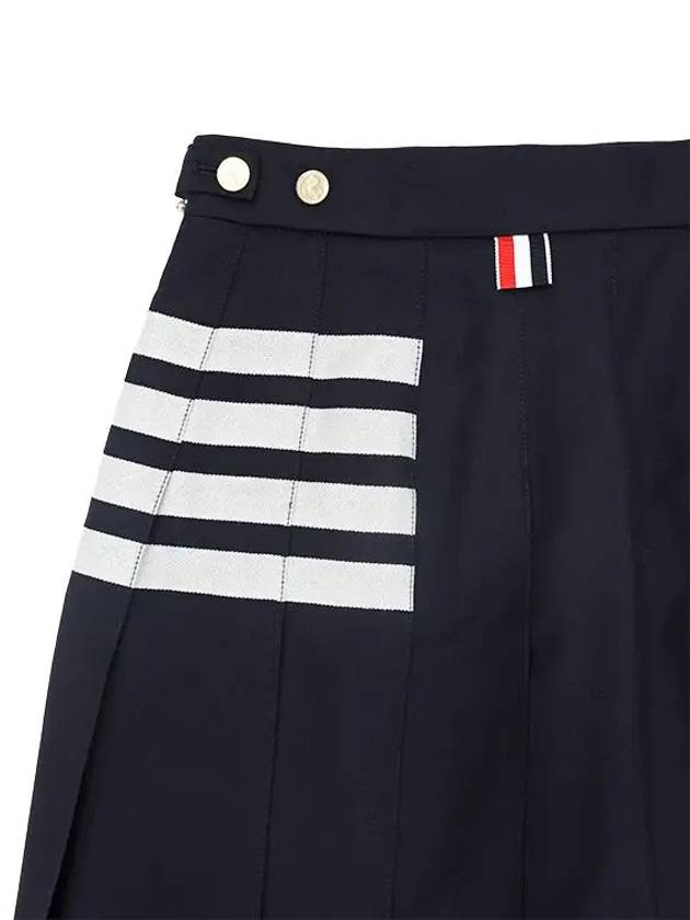 4 Bar Plain Weave Mini Pleated Skirt Navy - THOM BROWNE - BALAAN 8