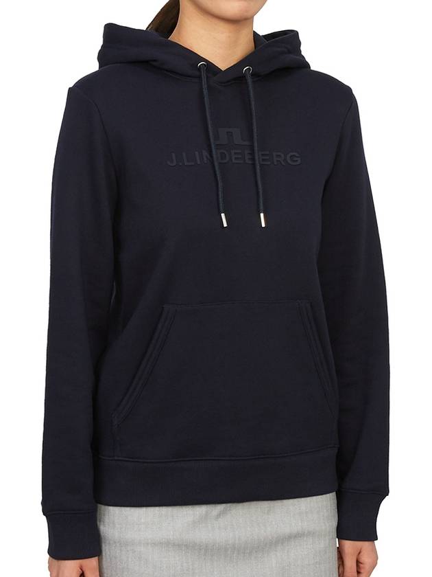 Alpha Logo Print Hoodie Navy - J.LINDEBERG - BALAAN 4