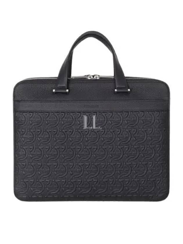 Gancini Embossed Brief Case Black - SALVATORE FERRAGAMO - BALAAN 2