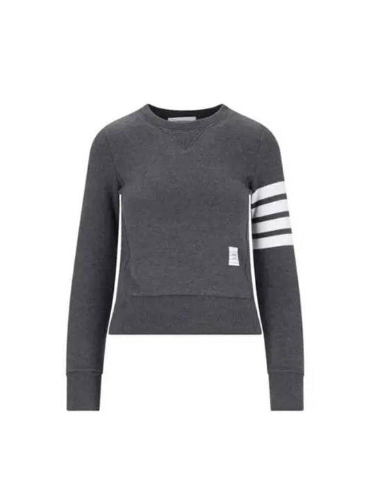 Engineered 4 Bar Stripe Loopback Jersey Knit Crewneck Sweatshirt Dark Grey - THOM BROWNE - BALAAN 2