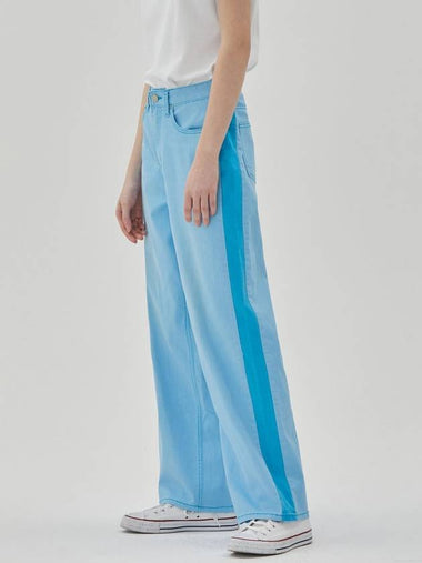 Denim Side Color Wide Pants Blue - RYUL+WAI: - BALAAN 1