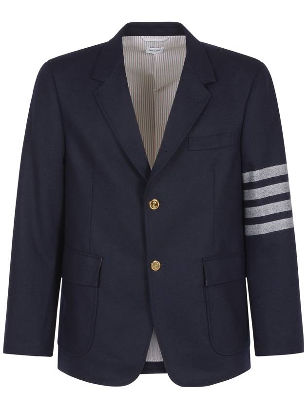 4 Bar Stripe Single Breasted Wool Jacket Navy - THOM BROWNE - BALAAN 2