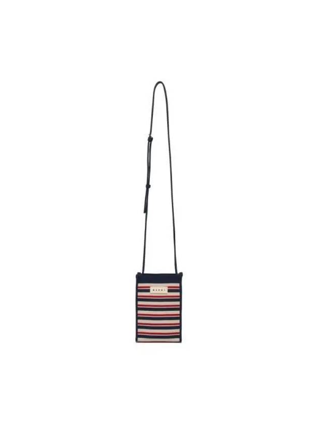 Jacquard Stripe Mini Shoulder Bag Navy - MARNI - BALAAN 4