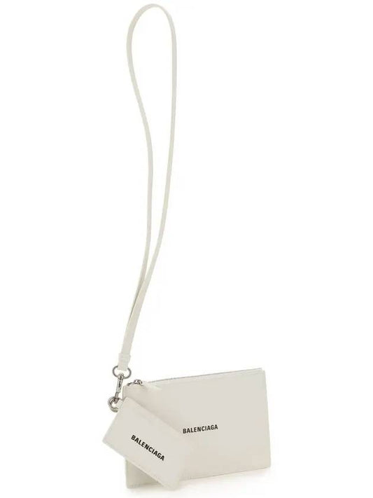 Cash Logo Strap Double Pouch Strap Card Wallet White - BALENCIAGA - BALAAN 1