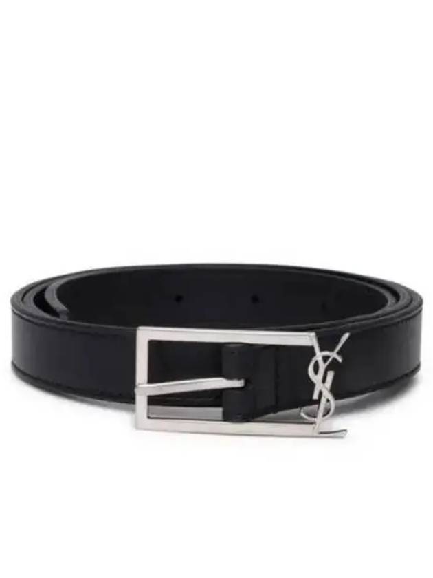 New Cassandre Buckle Leather Belt Black - SAINT LAURENT - BALAAN 2