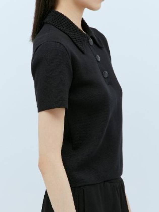 Wool Polo Shirt Black - MONCLER - BALAAN 4