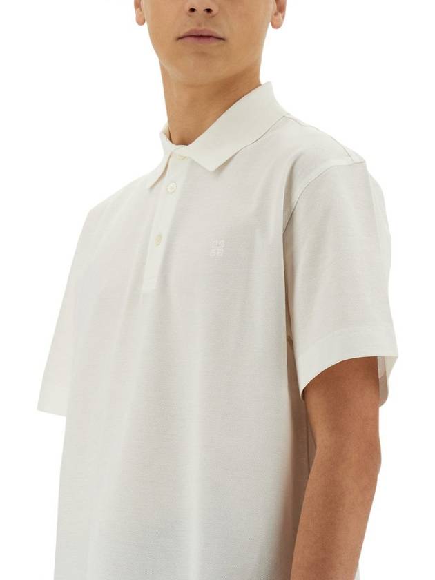 Embroidered Logo Cotton Polo Shirt White - GIVENCHY - BALAAN 5