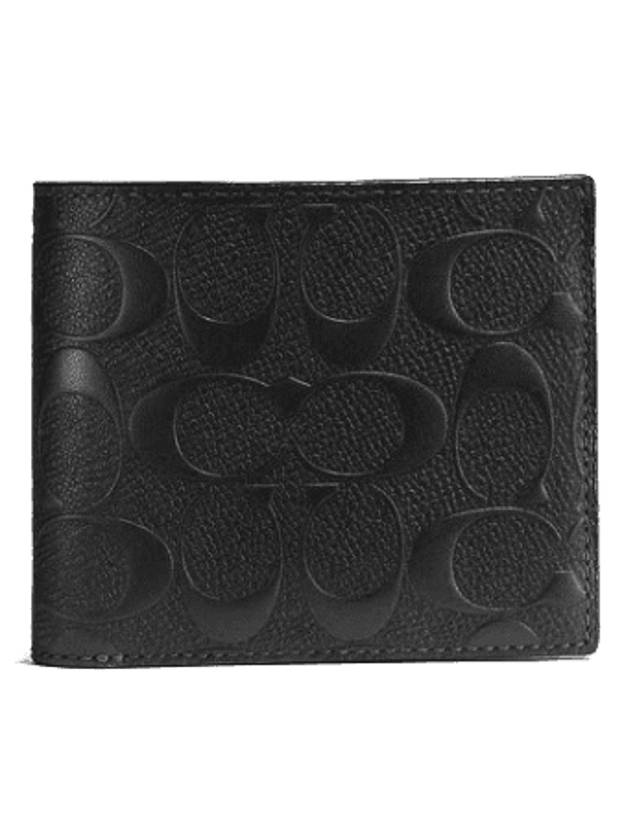 Signature Leather 3 in 1 Half Wallet Black - COACH - BALAAN 1