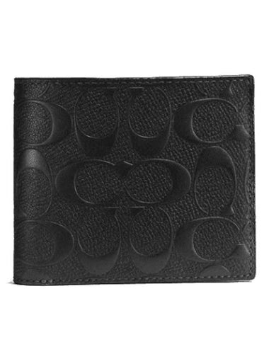 Signature Leather 3 In 1 Half Wallet Black - COACH - BALAAN 1