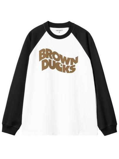 Brown Ducks Baseball Long Sleeve T-Shirt Black White - CARHARTT WIP - BALAAN 2