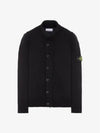 Lambswool Knit Cardigan Black - STONE ISLAND - BALAAN 3