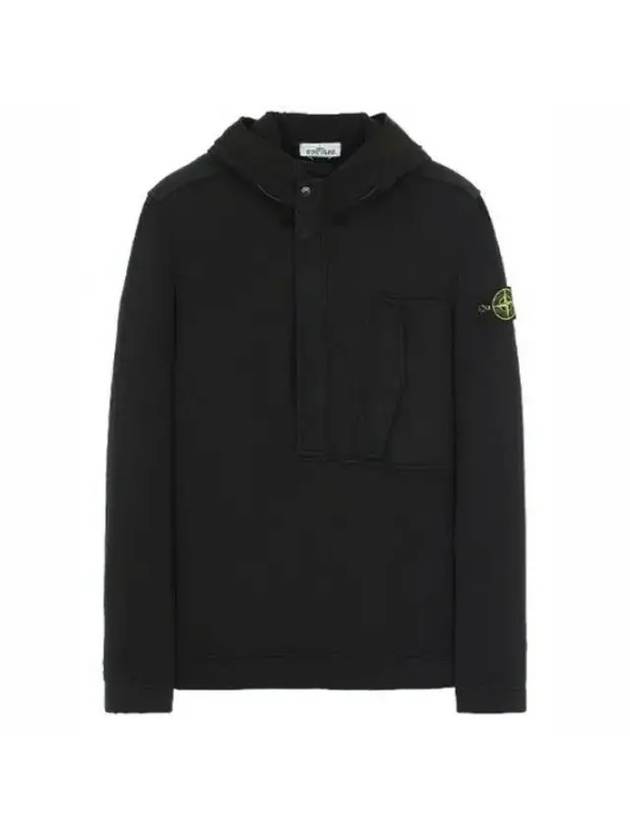 Cotton Fleece Half-zip Hoodie Black - STONE ISLAND - BALAAN 1