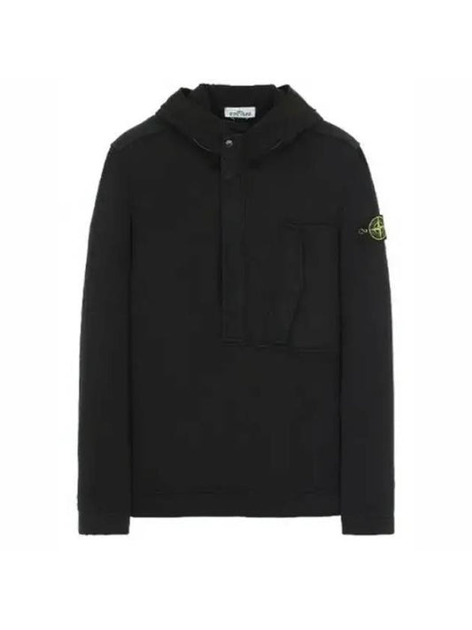 Cotton Fleece Half-zip Hoodie Black - STONE ISLAND - BALAAN 1