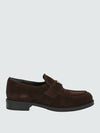 Triangle Logo Suede Loafers Dark Brown - PRADA - BALAAN 2