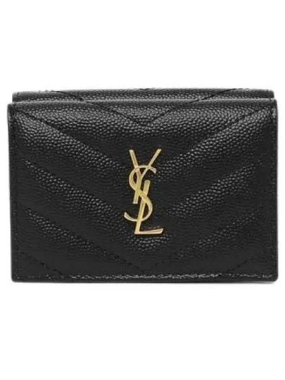 Monogram Quilted Mini Half Wallet Black - SAINT LAURENT - BALAAN 2