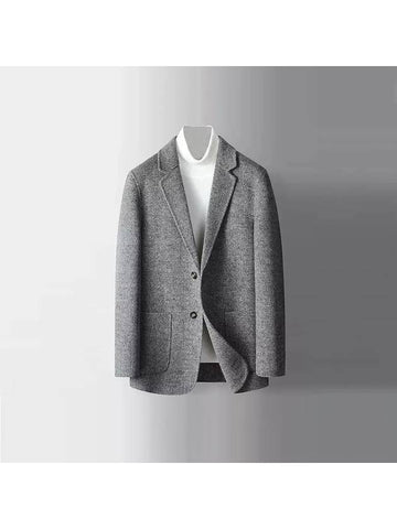 Notched lapel collar wool gray jacket JK127 - IKALOOOK - BALAAN 1