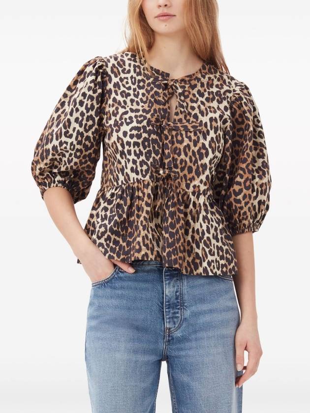 Women's Leopard Print Peplum Blouse - GANNI - BALAAN 3