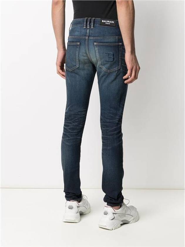 Back Logo Patch Slim Fit Jeans Blue - BALMAIN - BALAAN 5