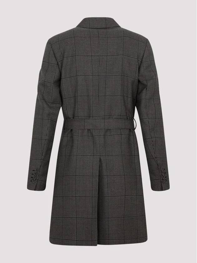 Homme Houndstooth Belted Single Coat Dark Brown - DIOR - BALAAN.