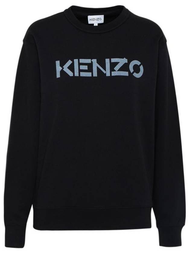 Logo Print Cotton Sweatshirt Black - KENZO - BALAAN 2