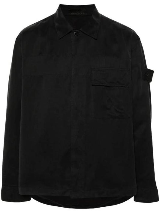 Wappen Patch Cupro Shirt Jacket Black - STONE ISLAND - BALAAN 1