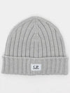 Extra Fine Merino Wool Logo Beanie Grey - CP COMPANY - BALAAN 2