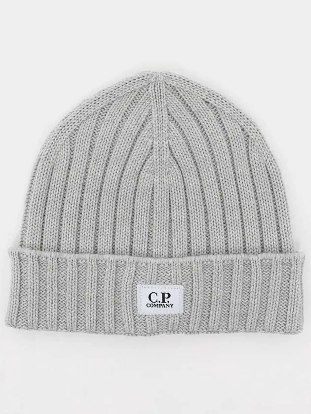 Extra Fine Merino Wool Logo Beanie Grey - CP COMPANY - BALAAN 3