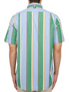 Straight Fit Button Down Short Sleeve Shirt Green Blue - THOM BROWNE - BALAAN 5