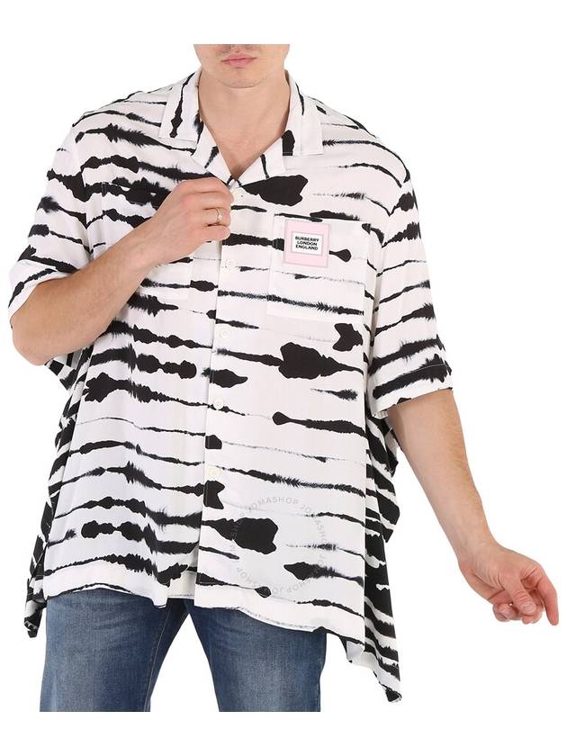 zebra print oversized vacation short sleeve shirt white black - BURBERRY - BALAAN 2