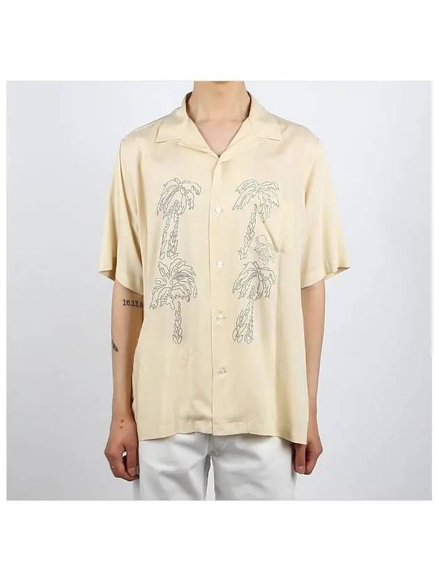 Hawaiian Embroidered Short Sleeve Shirt Beige - CELINE - BALAAN 3