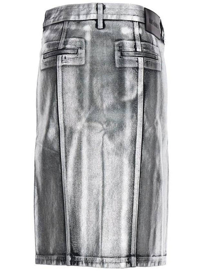 Metallic Midi Skirt With Two Front Splits And Logo Detail On The Button In Cotton Woman - THE ATTICO - BALAAN 2