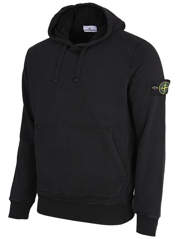 Men's Waffen Patch OLD Treatment Cotton Hoodie Black - STONE ISLAND - BALAAN 3