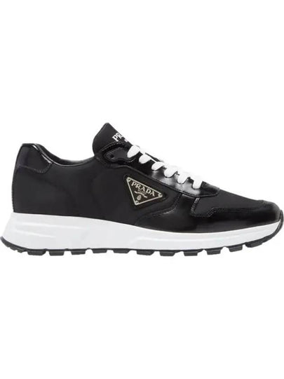 Prax 01 Re-Nylon Brushed Leather Low-Top Sneakers Black - PRADA - BALAAN 2