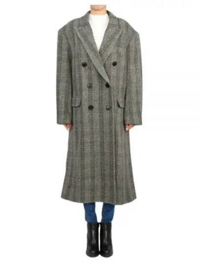 Women's Check Pattern Double Coat Beige - ISABEL MARANT - BALAAN 2