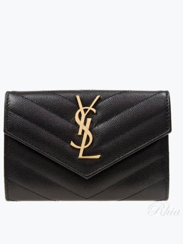 Monogram Envelope Small Half Wallet Black Gold - SAINT LAURENT - BALAAN 2