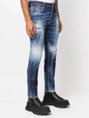 Skater Red Patch Logo Cotton Slim Fit Jeans Blue - DSQUARED2 - BALAAN 3