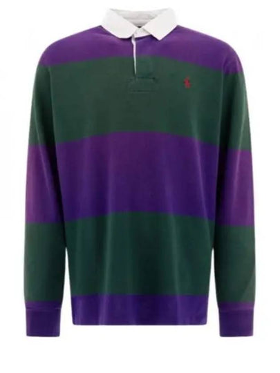 Stripe Classic Fit Long Sleeve PK Shirt Green Purple - POLO RALPH LAUREN - BALAAN 2