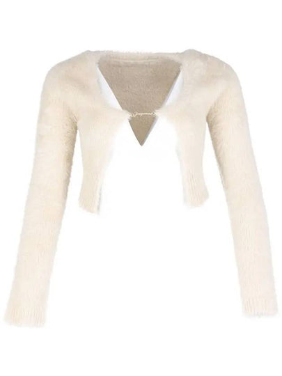 La Maille Neve Manches Longues Fluffy Charm Logo Cardigan Offwhite - JACQUEMUS - BALAAN 2