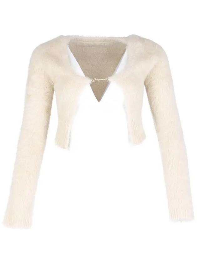 La Maille Neve Manches Longues Fluffy Charm Logo Cardigan Offwhite - JACQUEMUS - BALAAN 3