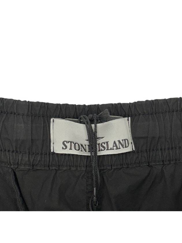 Stretch Cotton Tela Paracadute Cargo Straight Pants Black - STONE ISLAND - BALAAN 7