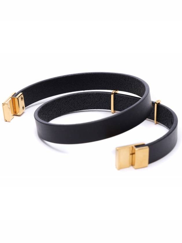 Monogram Double Wrap Bracelet Black - SAINT LAURENT - BALAAN 6