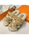 Women's Chypre Sandals Goatskin Woolskin Khaki Beige - HERMES - BALAAN 2