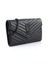 Monogram Envelope Chain Wallet Cross Bag Black - SAINT LAURENT - BALAAN 4